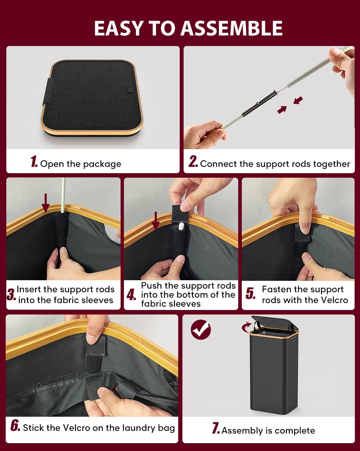 Cesta de lavandería con tapa  Cesta grande para ropa sucia, cesta de ropa sucia, plegable y ahorra espacio (negro)