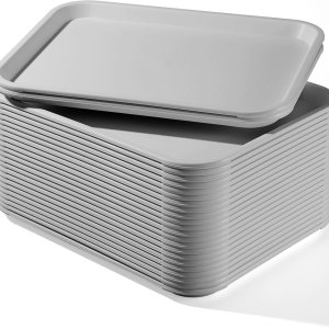 Mifoci 24 bandejas de plástico para comida rápida, color gris, 14 x 11 pulgadas, rectangular, antideslizante, fácil de limpiar, ideal para Mifoci 24 bandejas de plástico para comida rápida, color gris, 14 x 11 pulgadas, rectangular, antideslizante, fácil de limpiar, ideal para