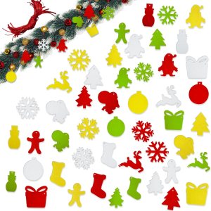 Jtnohx Formas de fieltro, kit de manualidades de 2.8 pulgadas con copos de nieve de fieltro, mini árbol de Navidad, muñeco de nieve, hombre de Jtnohx Formas de fieltro, kit de manualidades de 2.8 pulgadas con copos de nieve de fieltro, mini árbol de Navidad, muñeco de nieve, hombre de