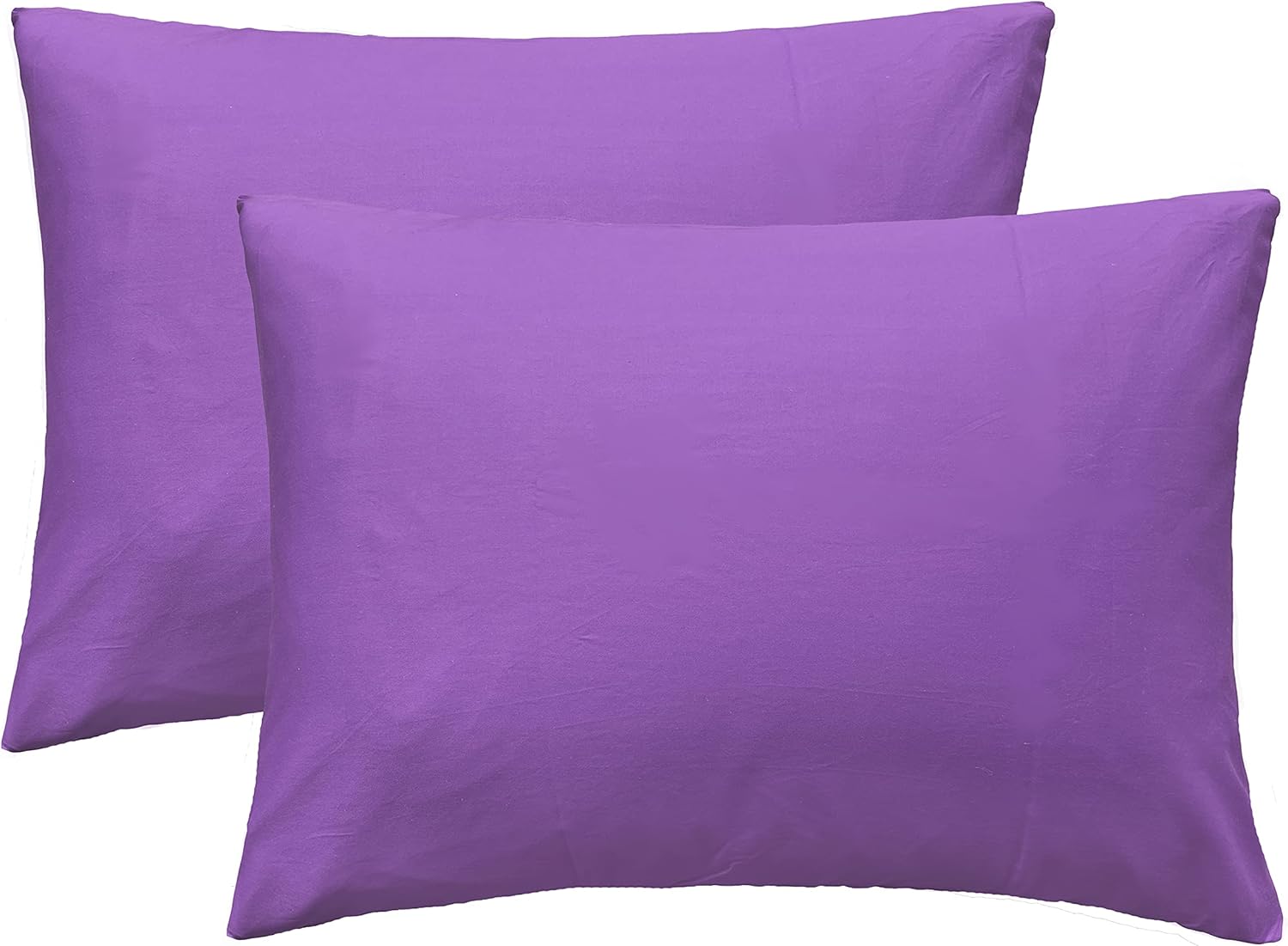 Fundas de almohada suaves 100% algodón egipcio con cierre de cremallera, acogedoras y ligeras, juego de 2, morado, estándar, 20 x 26 pulgadas