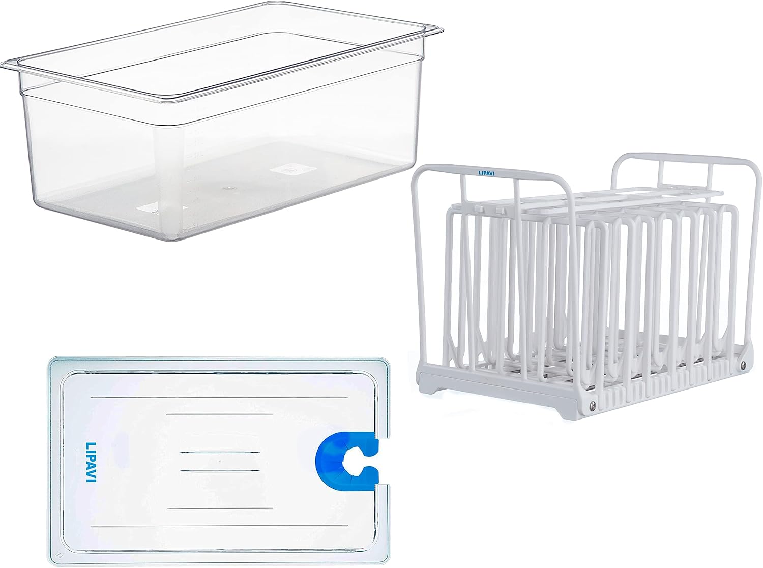 LIPAVI Sistema Sous Vide Modelo NXC20-UNIR – con contenedor C20, un rack N20X y una tapa universal – se adapta a prácticamente cualquier máquina