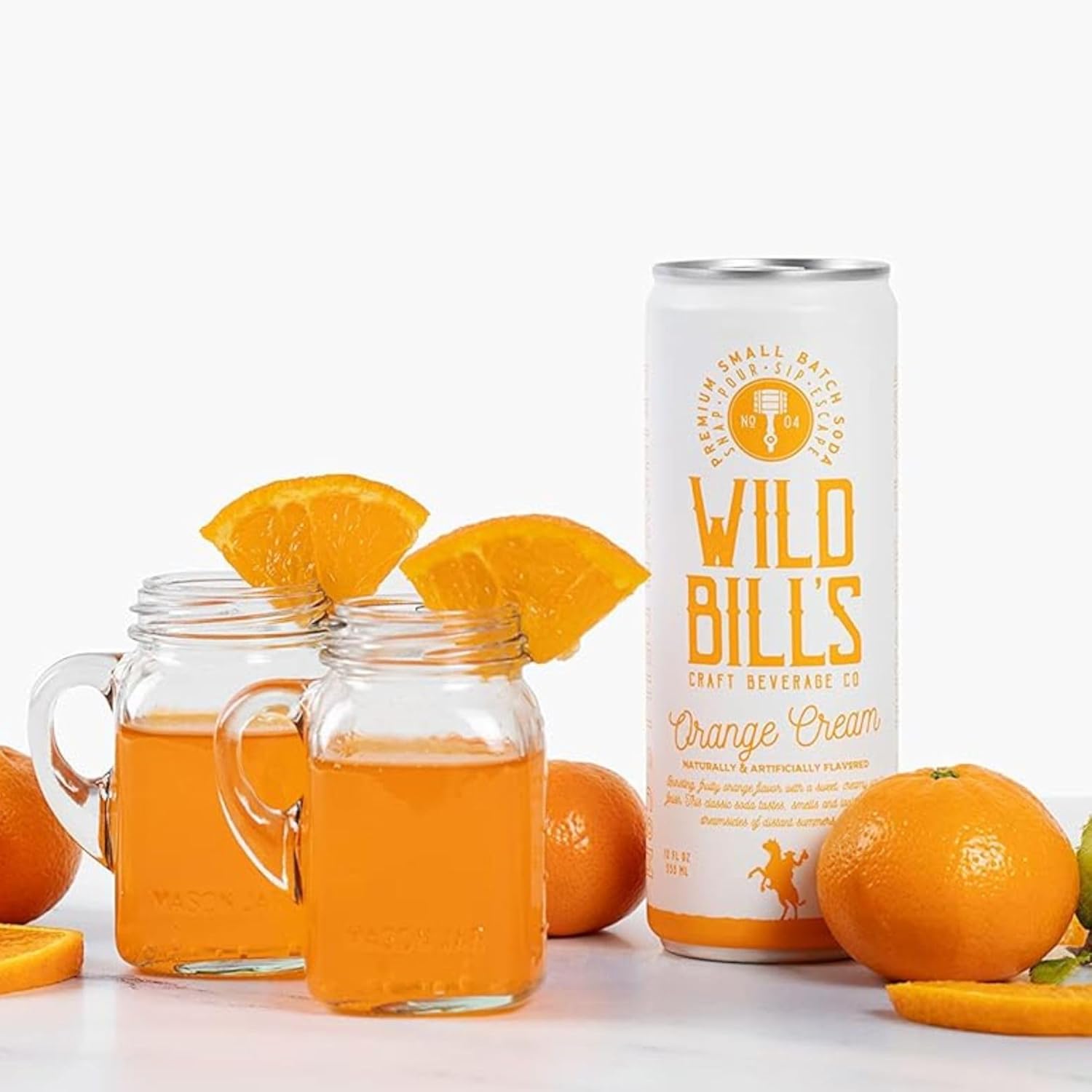 Wild Bill’s Soda de naranja y crema clásica artesanal, refrescos de soda, refrescos cremosos hechos con azúcar de caña pura, sin cafeína, sin jarabe
