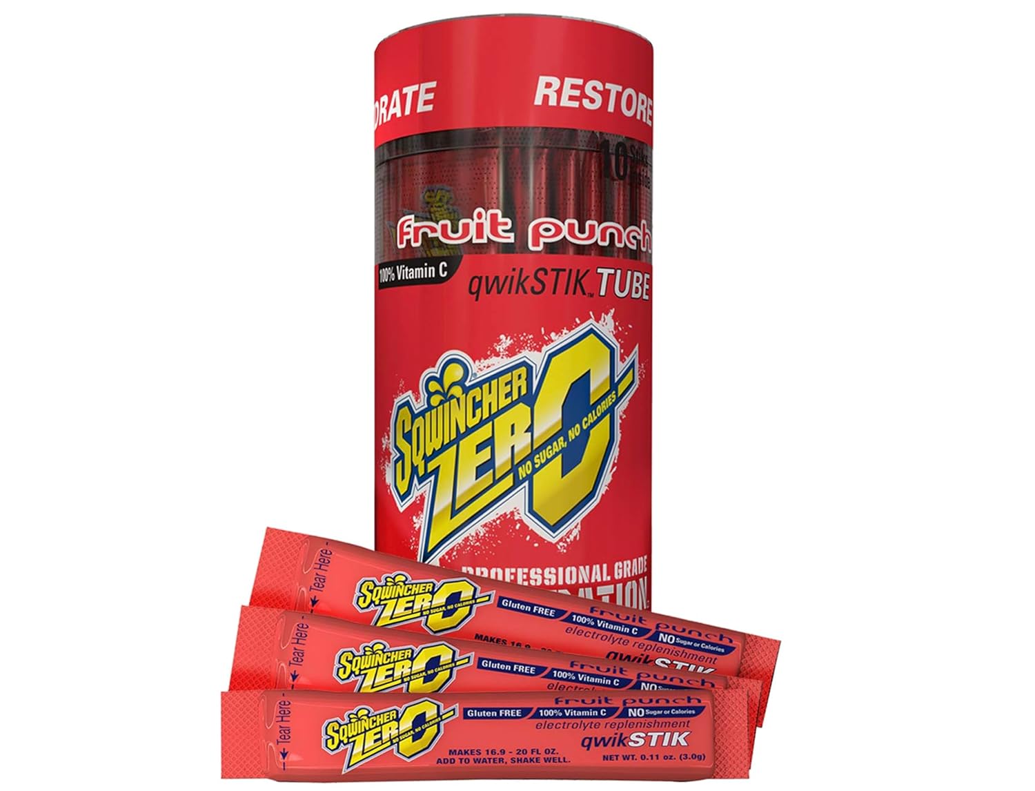 Sqwincher Zero Qwik Stik Sin azúcar, variedad de 4 sabores  Paquete de 400
