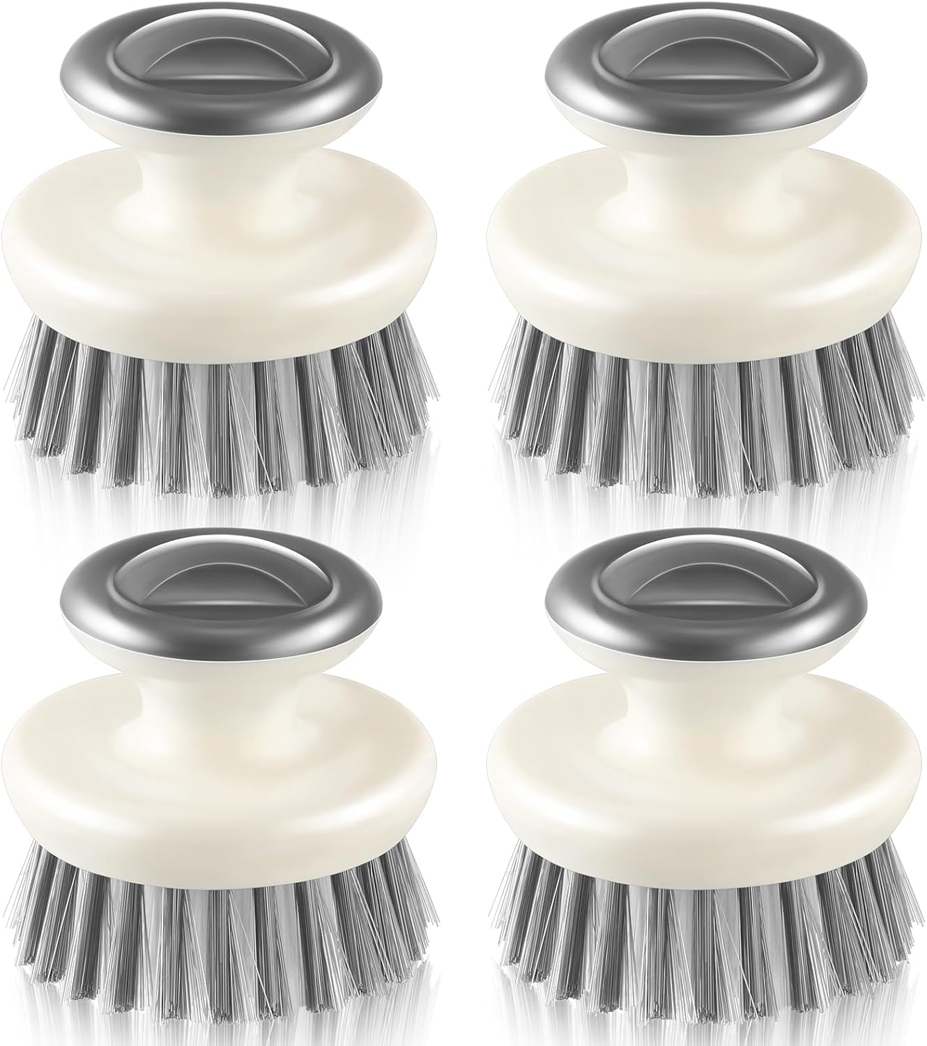 4 cepillos de platos con asa, multiusos, para lavar platos, fregadores para fregadero, sartén, olla, tazón, limpieza de verduras, color gris