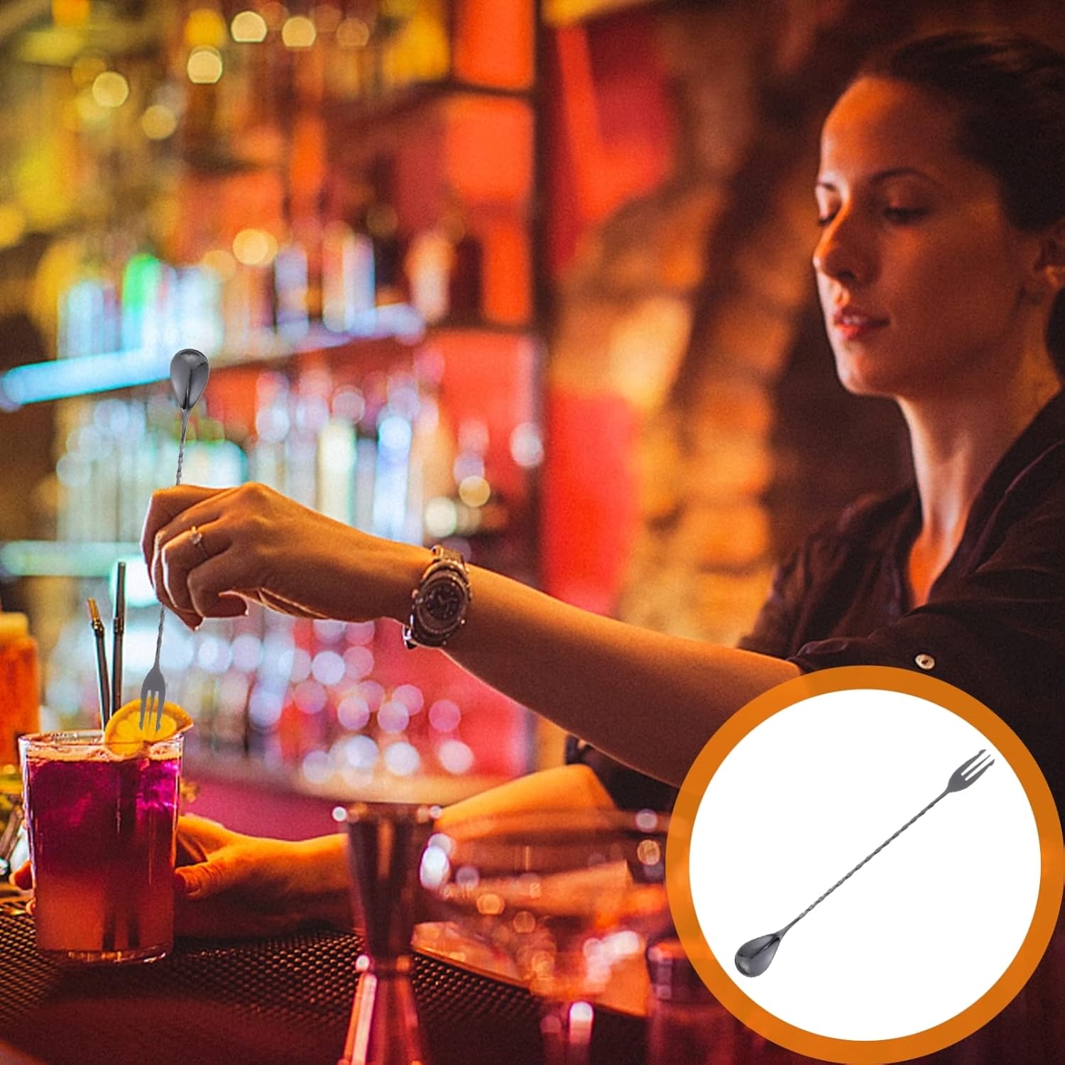 LIFKOME Cuchara mezcladora de café, palitos de cóctel cuchara para revolver café, agitadores de café, cucharas de metal para servir, barra de