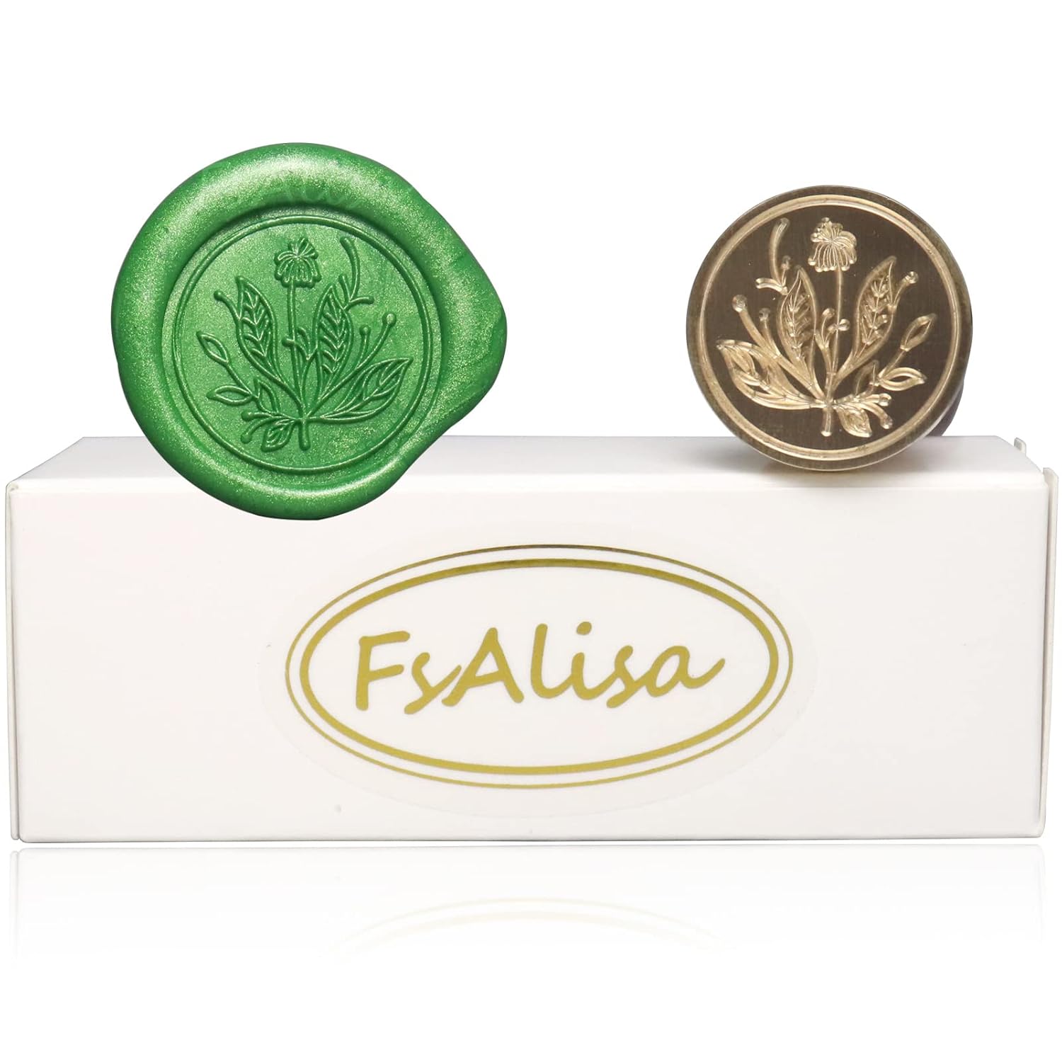 FsAlisa Sello de cera con cabeza de latón extraíble, mango de madera, ideal para adornar sobres, invitaciones de boda, paquetes de vino, envoltura