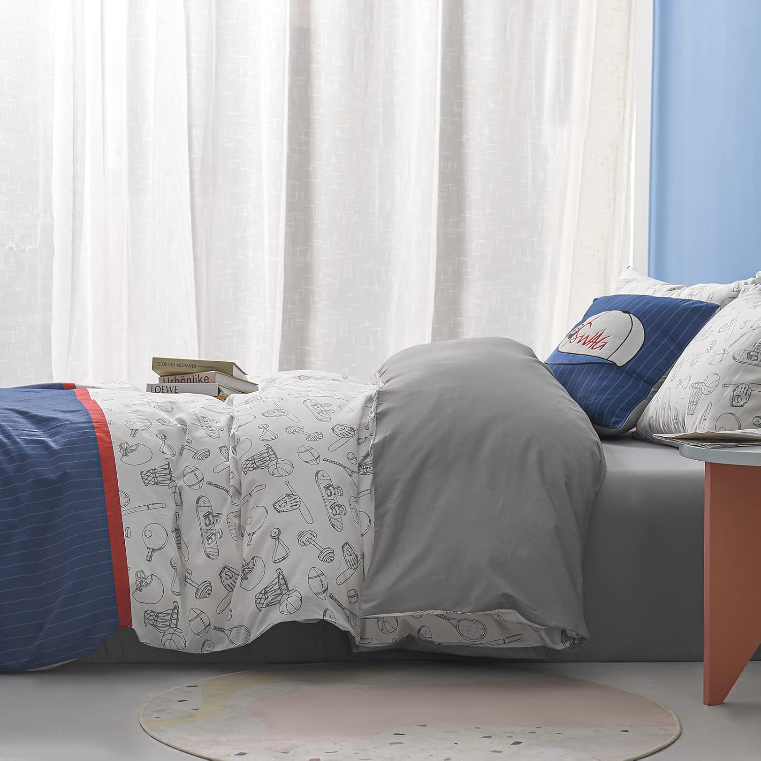Simple&Opulence Funda de edredón 100% algodón orgánico para niños y adolescentes, funda de edredón suave de 3 piezas con cierre de cremallera, juego