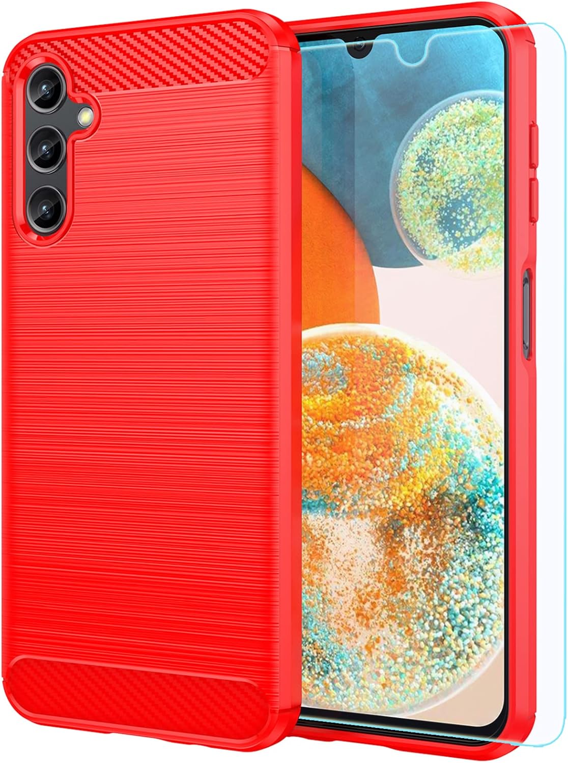 Funda para Samsung Galaxy A14 5G, Galaxy A14 con protector de pantalla HD, absorción de golpes flexible de TPU parachoques de goma suave para