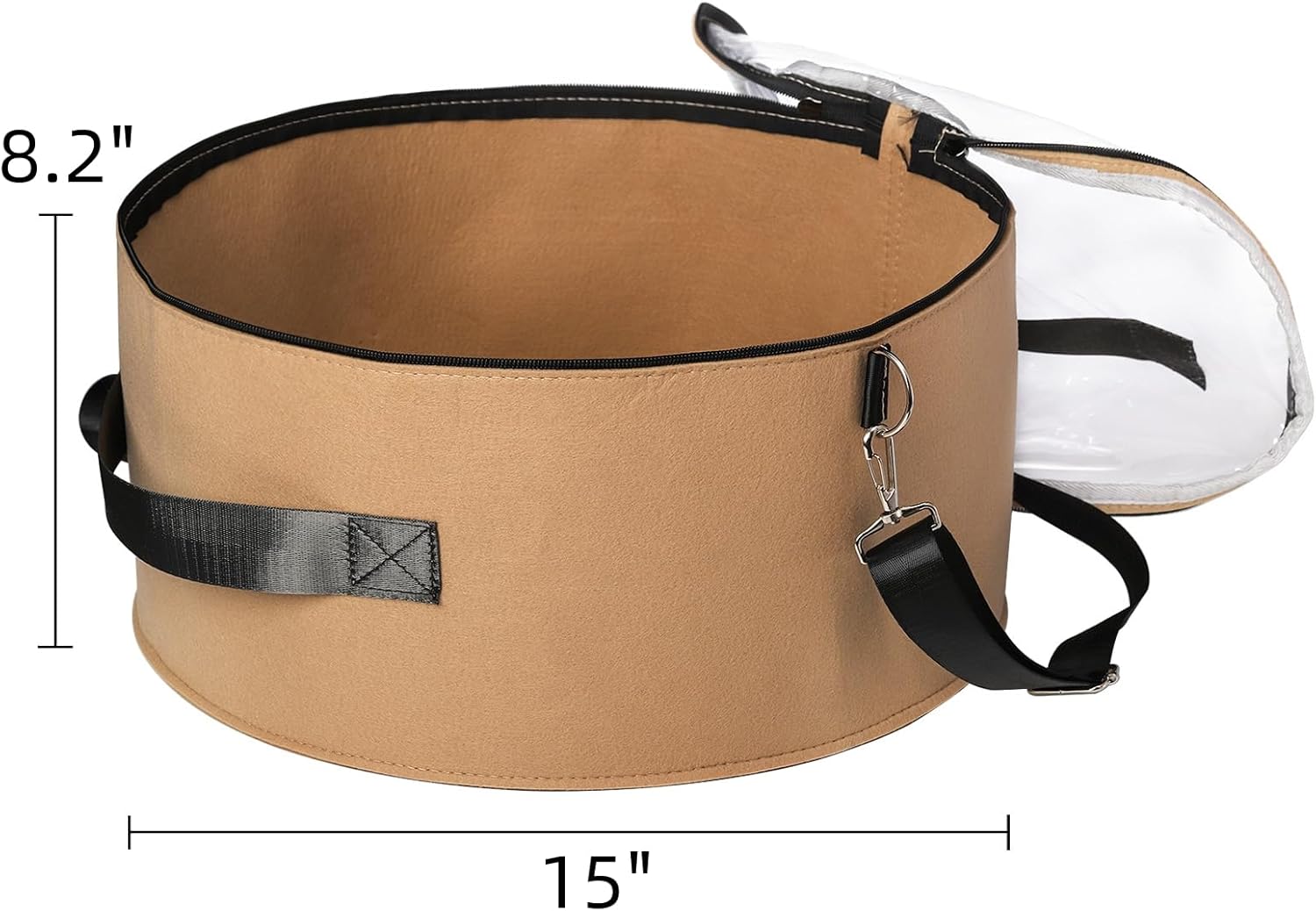 Paquete de 2 cajas de almacenamiento para sombreros con tapa, caja plegable de fieltro de 15 pulgadas, organizador redondo para sombreros de viaje,