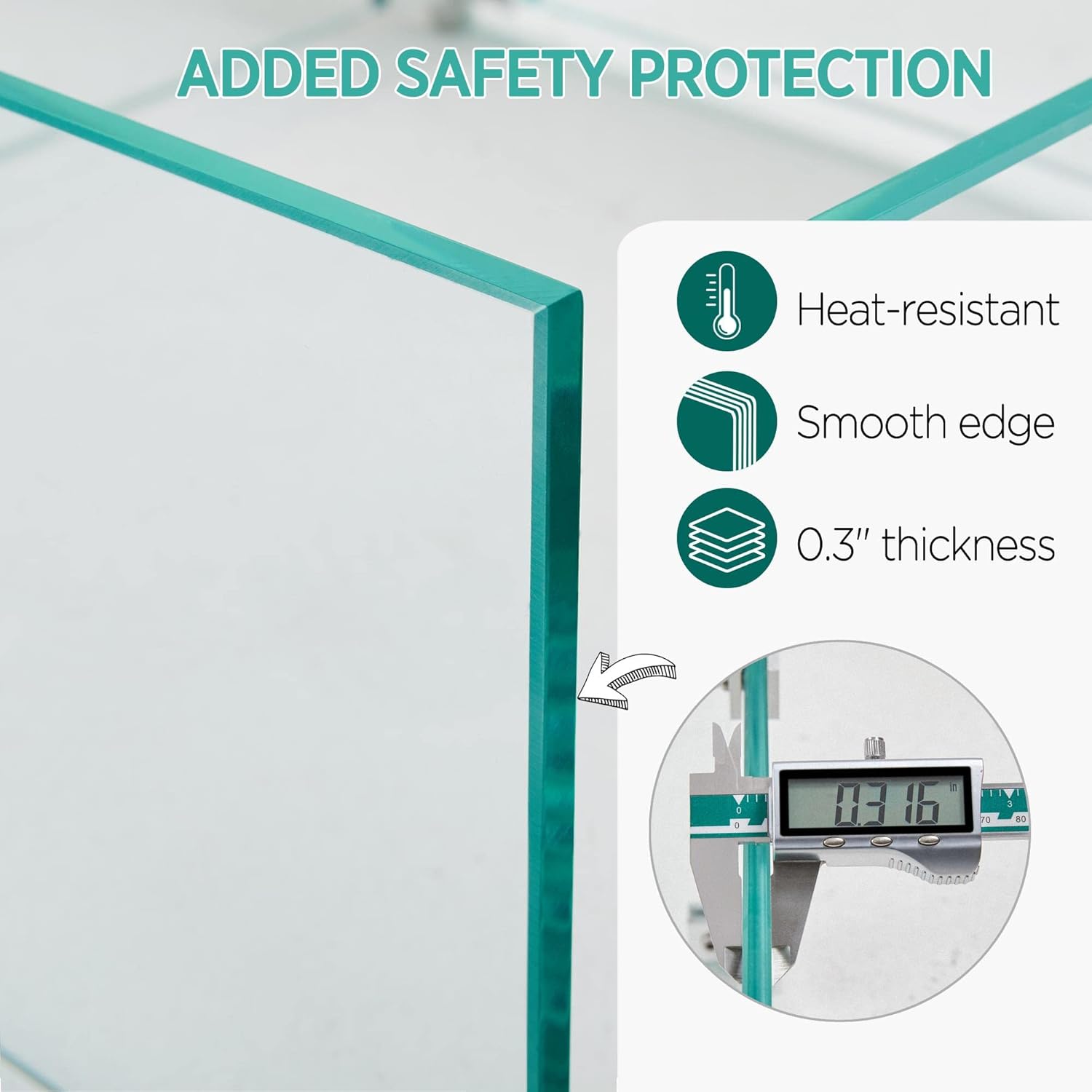 Yaheetech Protector de viento de vidrio para mesa rectangular para hoguera, 23.5 x 7.5 x 6.5 pulgadas, protector de llama de vidrio templado