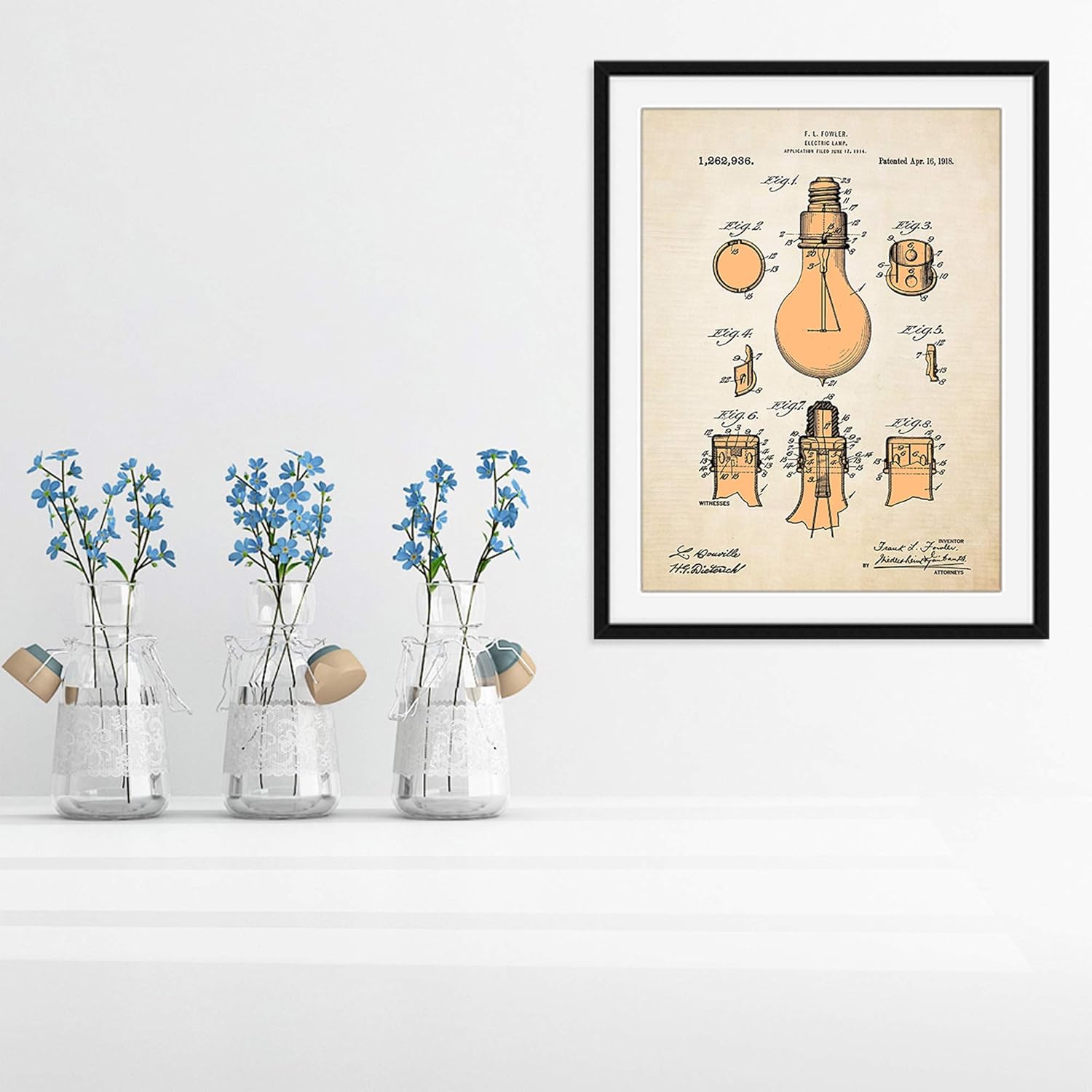 Fowler, estilo pergamino vintage, patente 1918 por Fowler, impresión artística de pared, 11 x 14 pulgadas, gran idea de regalo para ingenieros