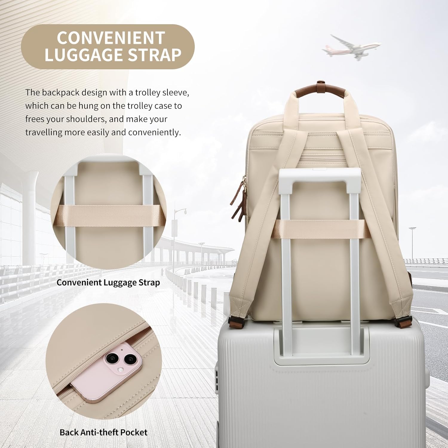 Mochila para laptop para mujer, diseño inteligente, bolsa de trabajo universitaria, mochilas de negocios para viajes y negocios, se adapta a