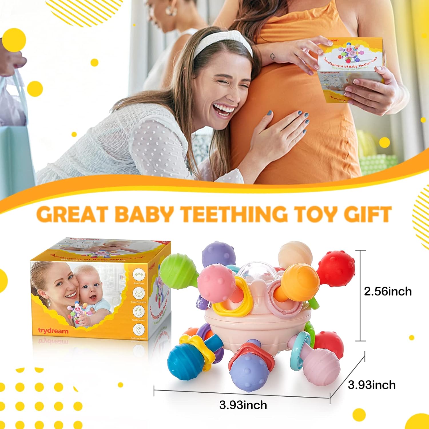 Juguetes sensoriales para la dentición para bebés, mordedores Montessori, regalos para recién nacidos para bebés, niños y niñas de 0, 3, 6, 9, 12,