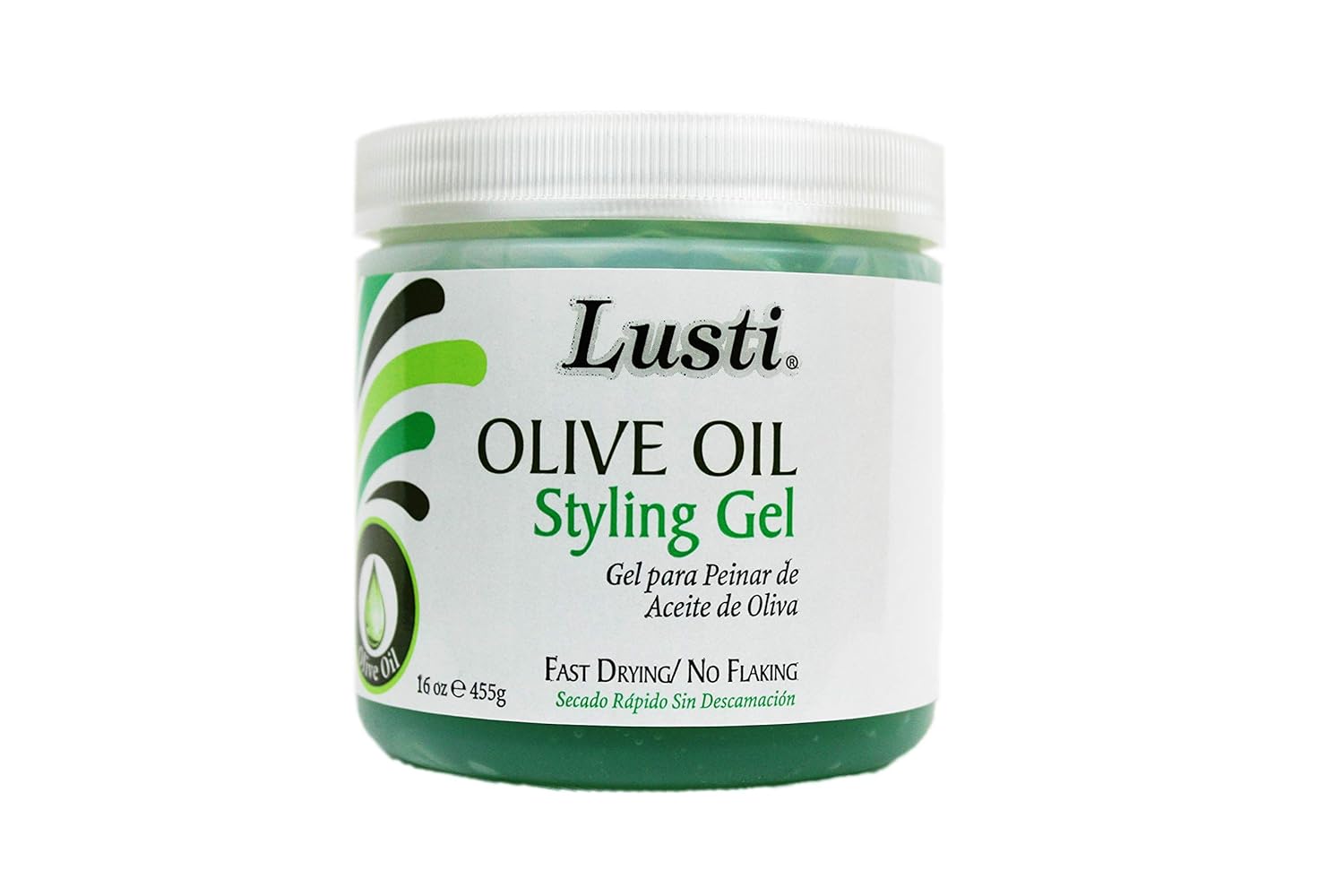 Gel de peinado de aceite de oliva, 16 onzas líquidas, secado rápido, sin descamación, controla el encrespamiento y el cabello que se vuela