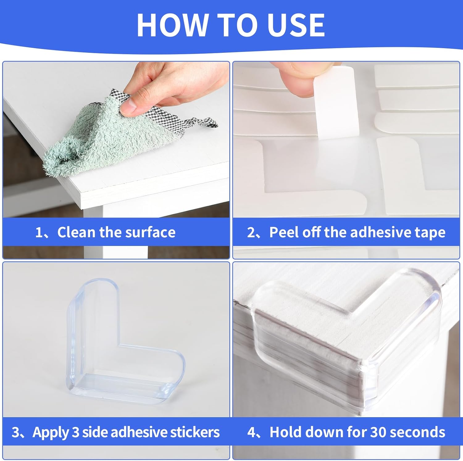 Paquete de 18 protectores de esquina a prueba de bebés, protectores de esquinas y bordes transparentes extra grandes para protectores de seguridad
