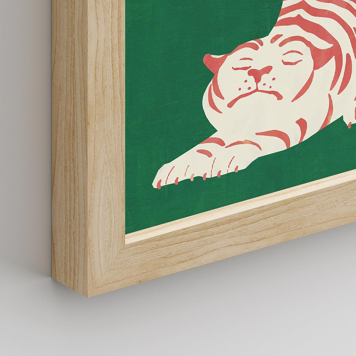 SIGNWIN Póster enmarcado gato rojo, cocodrilo verde, leopardo rosa, serpiente azul, arte moderno, realismo, animal decorativo, casa de campo para