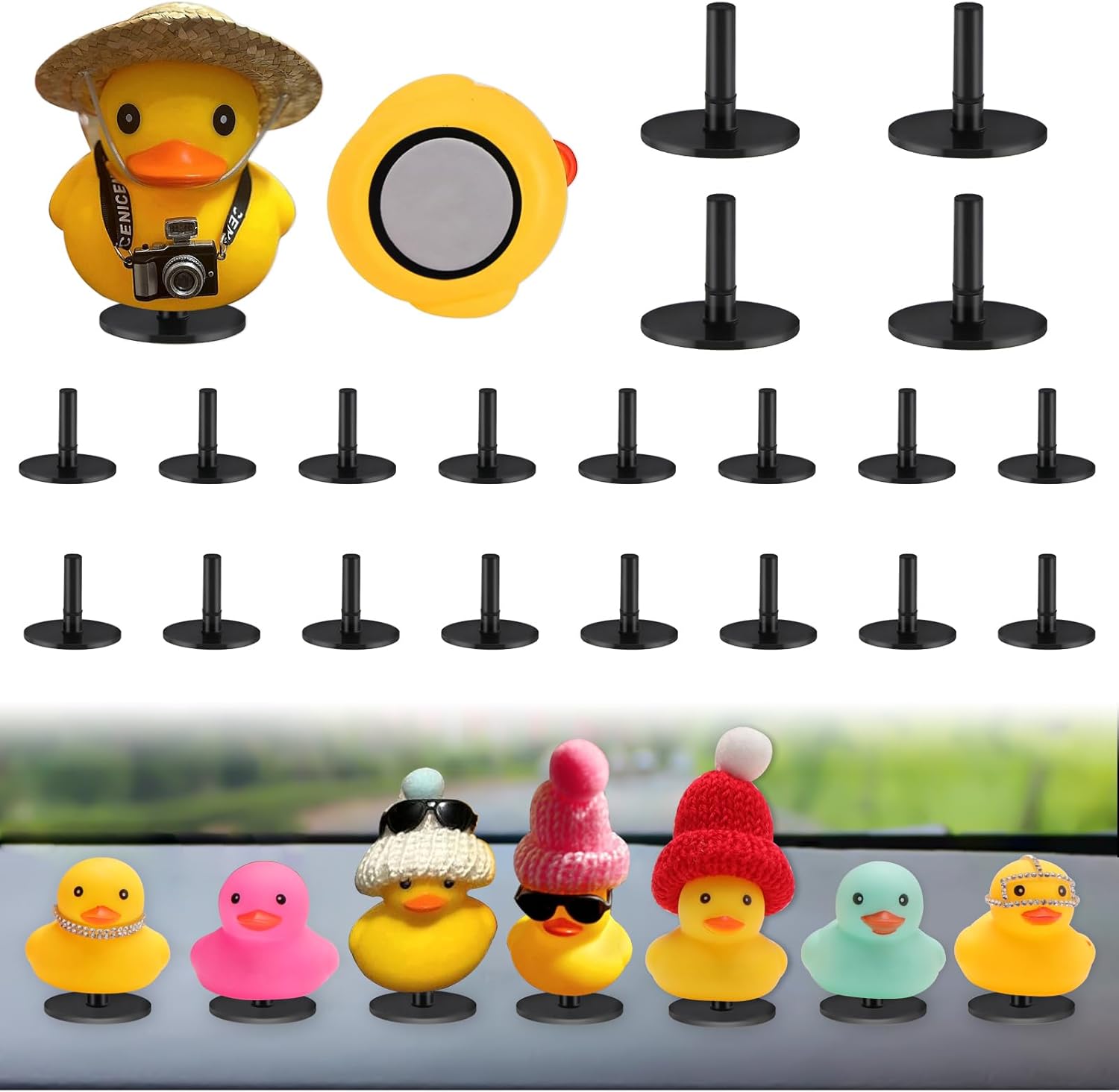 20 tapones de pato, soporte de pato de goma, soporte de pato de goma para tablero de Jeep y pantalla fija, regalo para los amantes de Jeep, (pato de