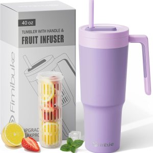 Fimibuke Vaso de 40 onzas con asa e infusor de frutas, taza aislada al vacío de acero inoxidable con tapa y pajilla, botella de infusión de agua, Fimibuke Vaso de 40 onzas con asa e infusor de frutas, taza aislada al vacío de acero inoxidable con tapa y pajilla, botella de infusión de agua,