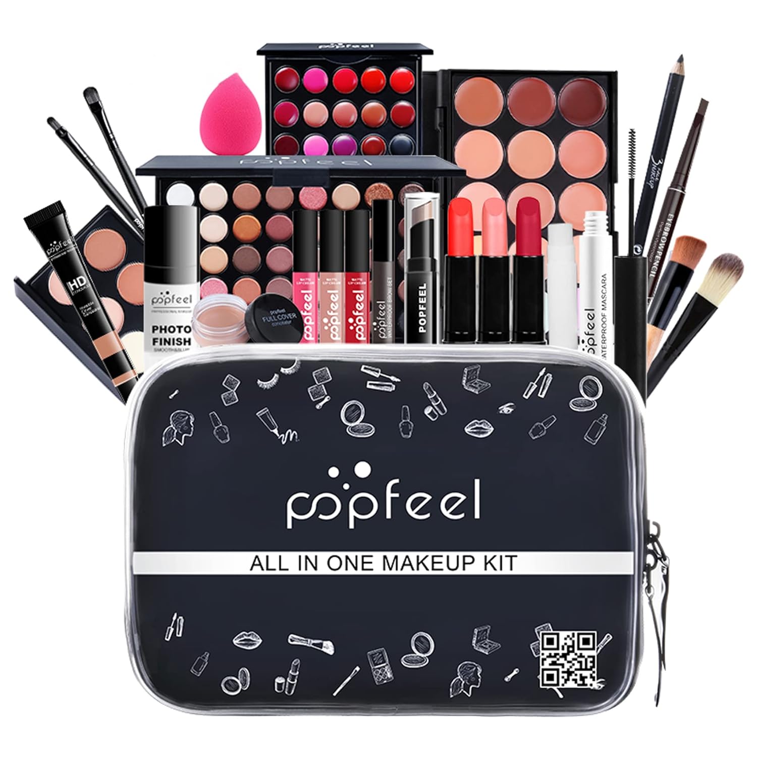 Juego de maquillaje profesional todo en uno para principiantes, regalo cosmético para niñas, incluye juego de brochas de maquillaje, paleta de