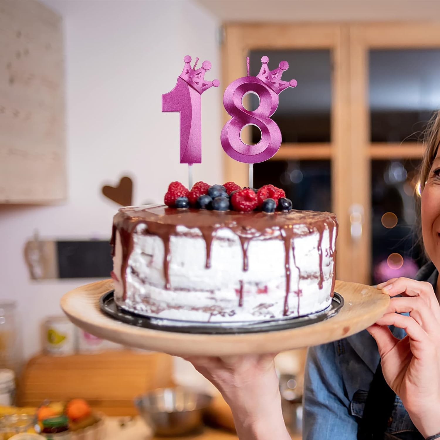 Vela de número de cumpleaños de 3 pulgadas, velas grandes con números de pastel con corona, velas de número 3D para cumpleaños, boda, aniversario,