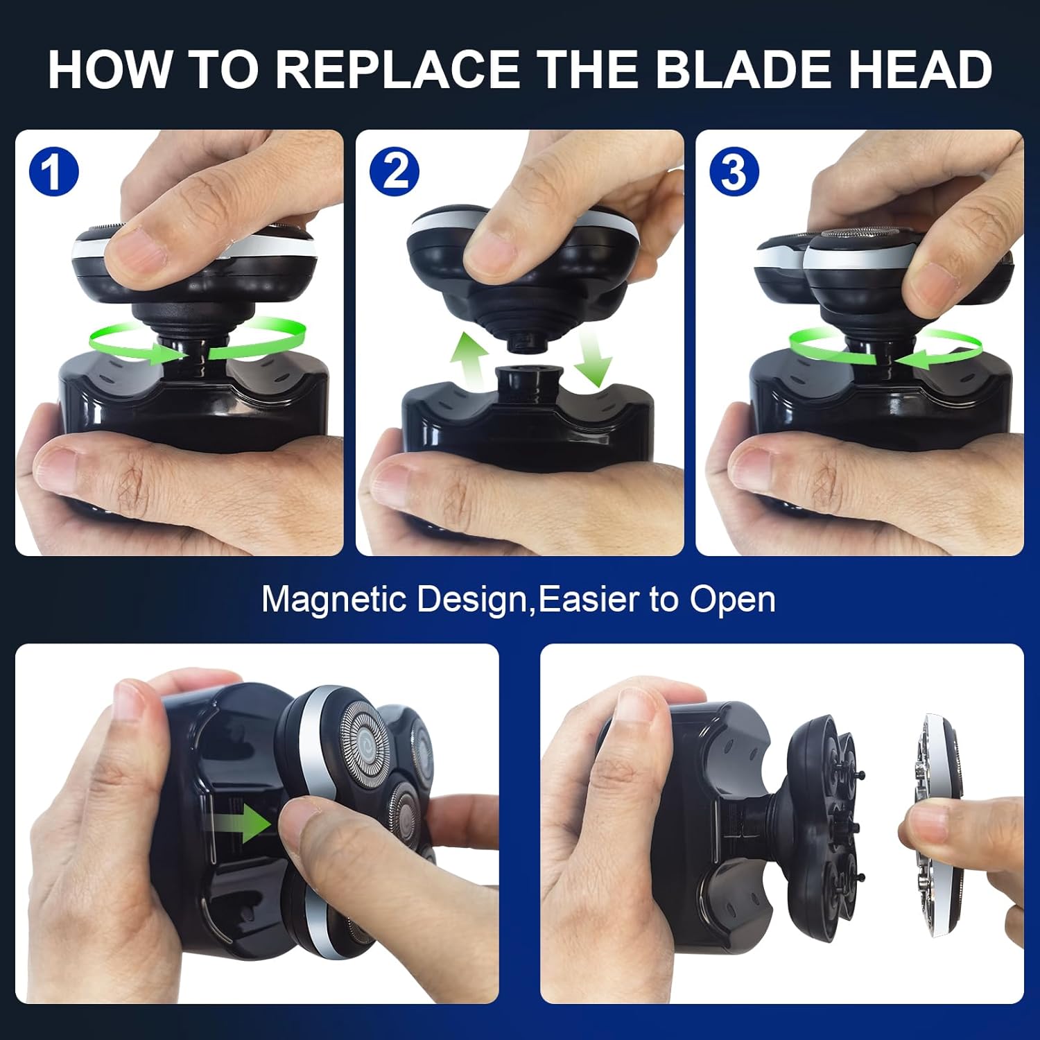 Cabezal de repuesto para afeitadora de 5 cuchillas compatible con Skull Shaver para cabezas de afeitadora Pitbull Gold PROPitbull Platinum Pro