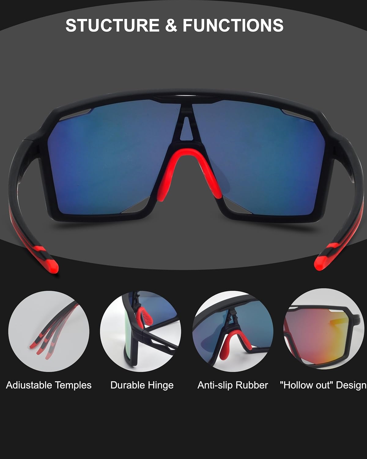 OYS VISION Gafas de sol de ciclismo para hombres y mujeres, deportes al aire libre, correr, ciclismo, pesca, conducción