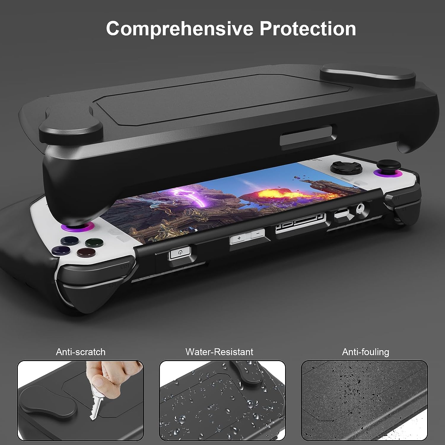 JOYTORN Full Protective Case for ASUS Rog Ally 7″ 2023,Rog Ally Case with Detachable Front Shell Cover,Kickstand Protector