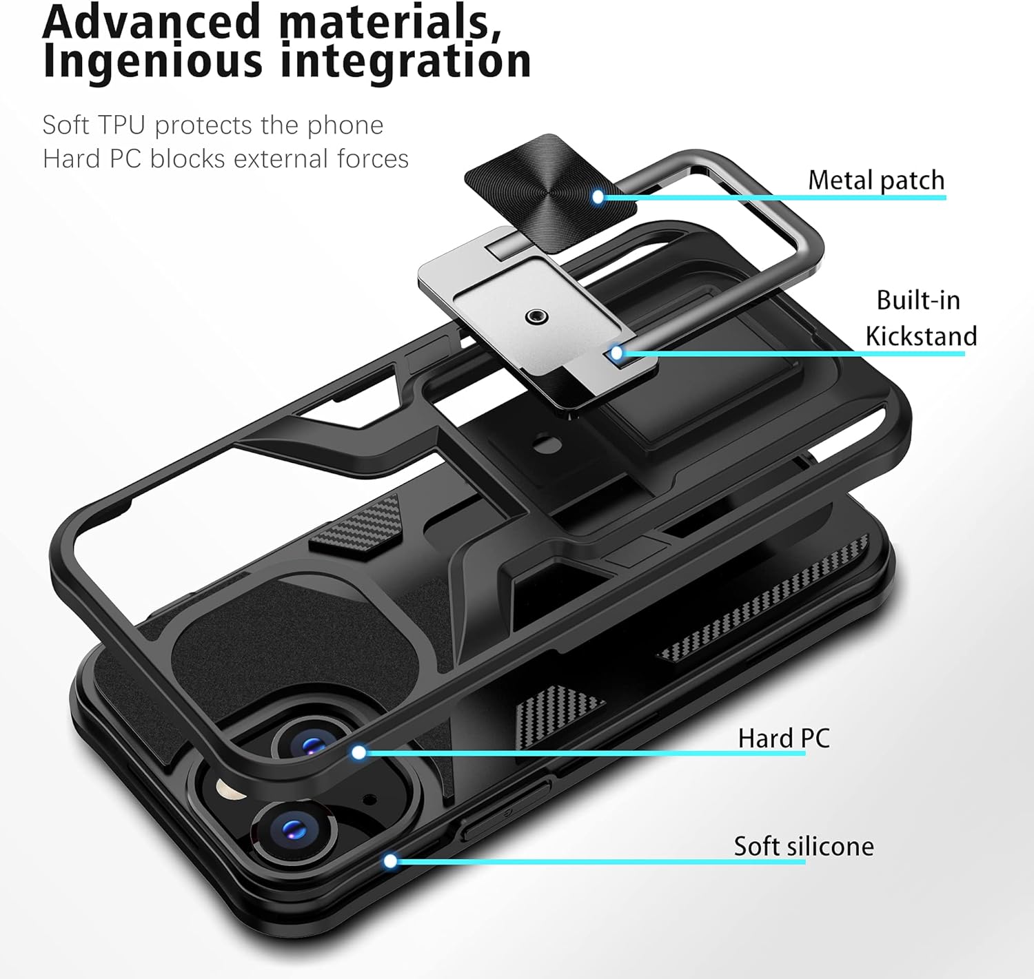 LMDAMZ Funda resistente para iPhone 13 Mini anticaídas, resistente grado militar, a prueba de golpes, doble protección (TPU+PC), funda magnética