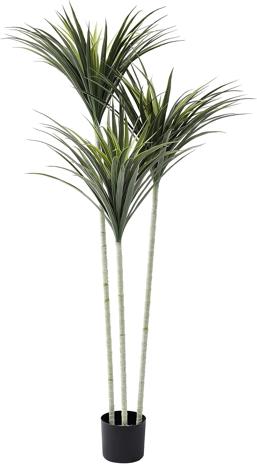Planta de yuca artificial, árbol falso de 5.5 pies de alto, planta grande en maceta, decoración interior o excepcional