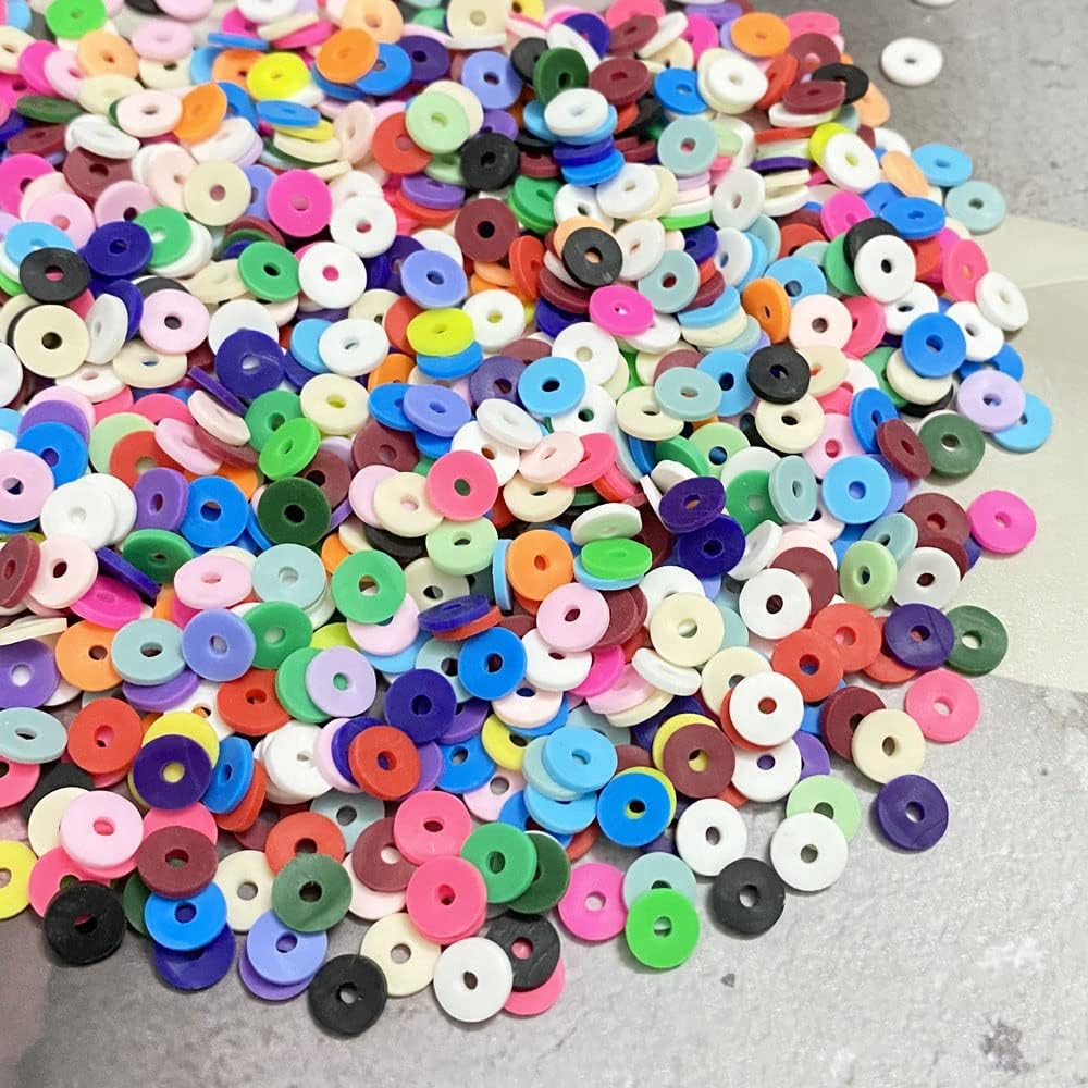 3000 cuentas de arcilla planas redondas de vinilo Heishi, cuentas espaciadoras de polímero para hacer joyas, pulseras, collares, colgantes,