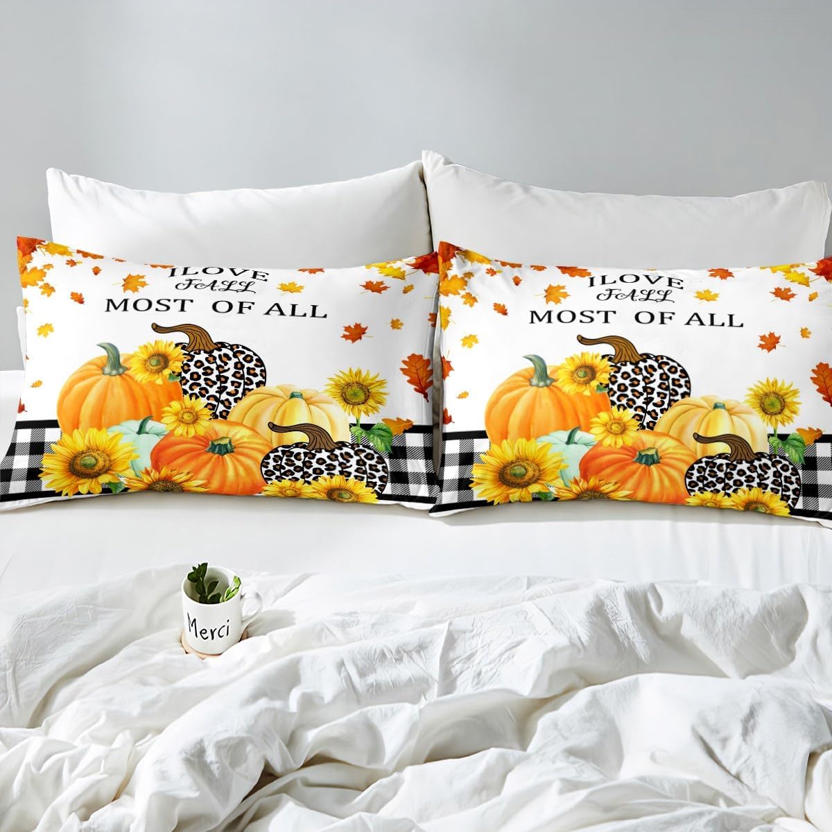 Manfei Juego de funda de edredón de otoño tamaño matrimonial, juego de ropa de cama de 3 piezas para niños y niñas, decoración de dormitorio de