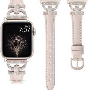 TOYOUTHS Correa de cuero compatible con Apple Watch Band 3840414244451.929 in, correa delgada y elegante para mujer con hebilla de metal de diamante TOYOUTHS Correa de cuero compatible con Apple Watch Band 3840414244451.929 in, correa delgada y elegante para mujer con hebilla de metal de diamante