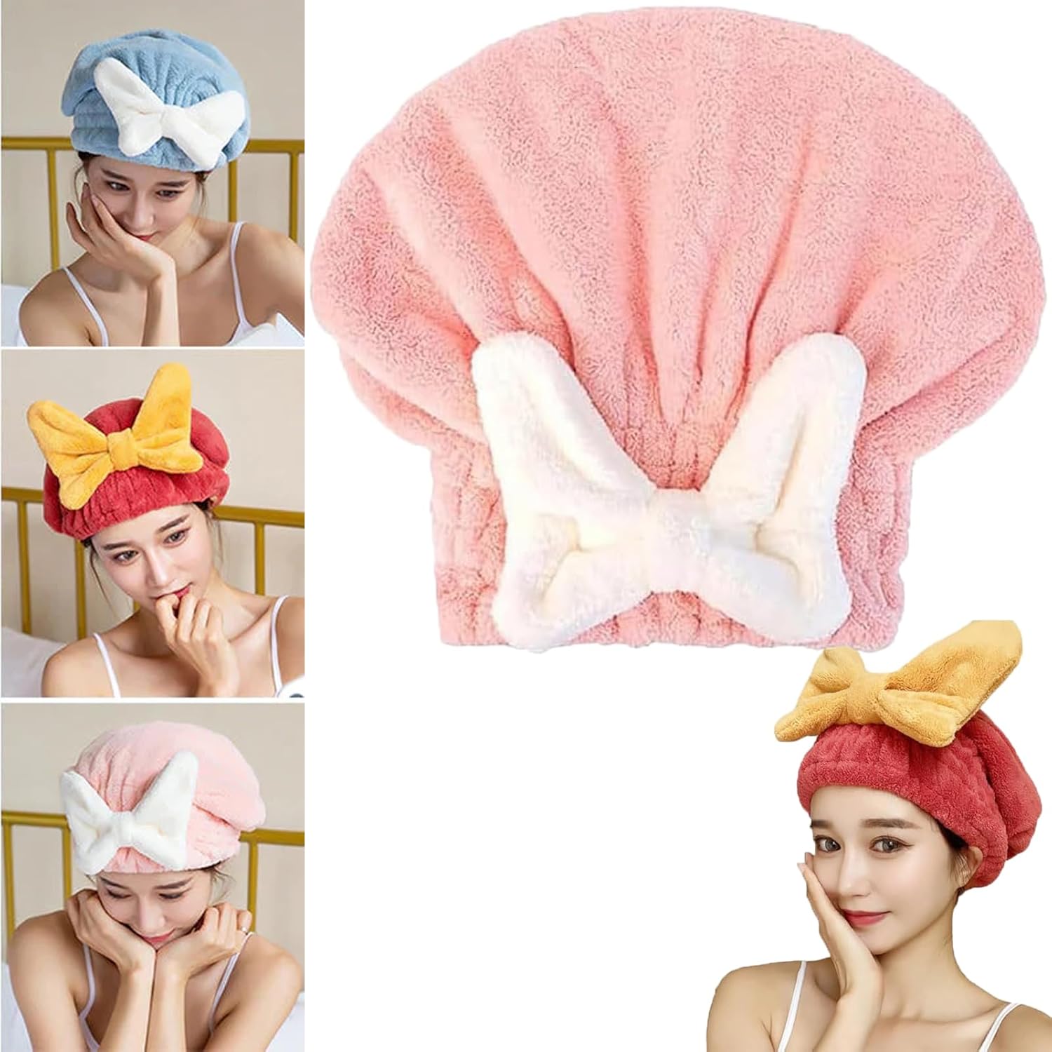 Toalla de pelo súper absorbente para cabello húmedo, toalla de microfibra para el cabello, toalla absorbente para el cabello, accesorios de baño
