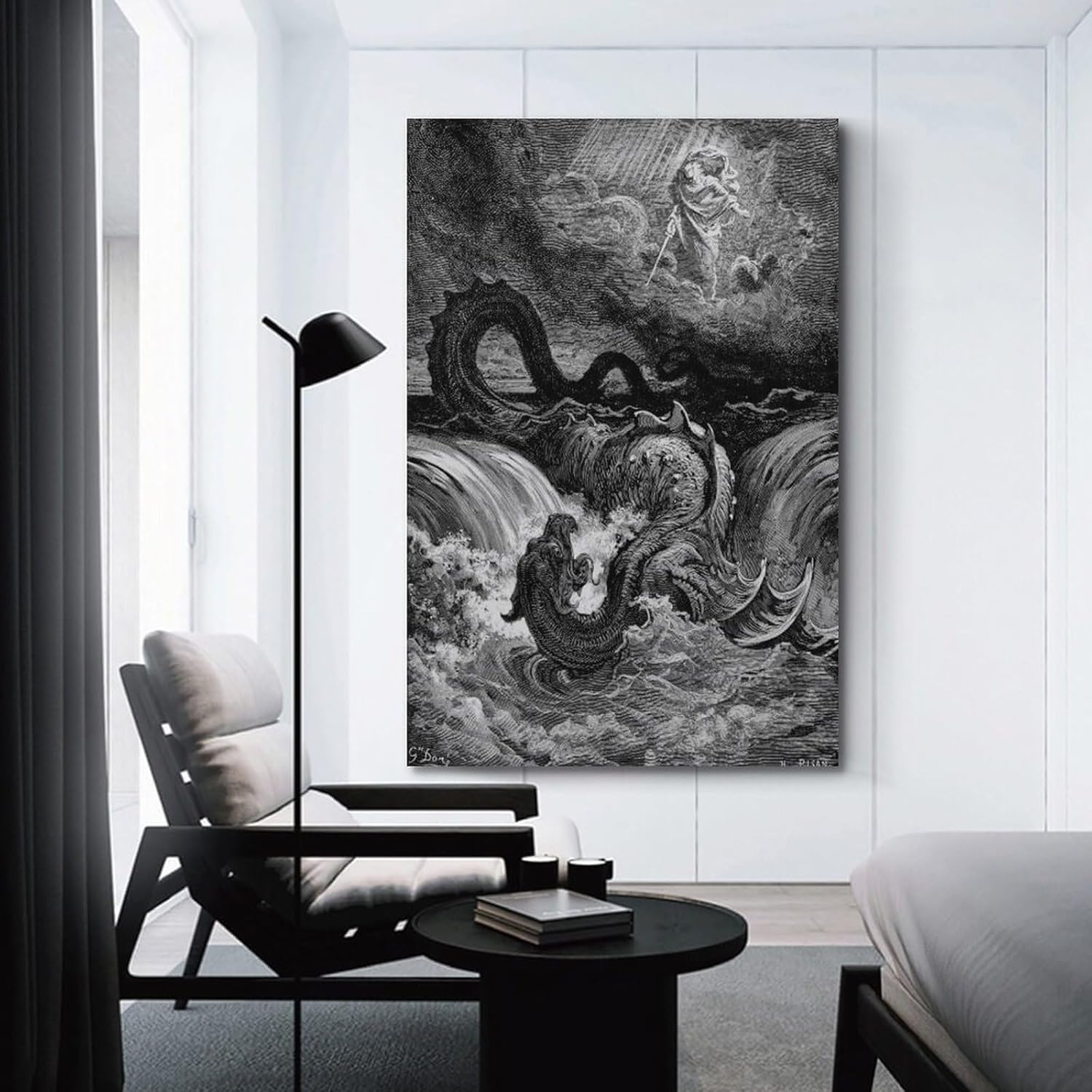 Gustave Doré – Póster de arte famoso de La destrucción de Leviatán, pintura de pared, lienzo para regalo, impresiones de sala de estar, decoración