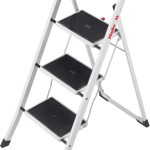 Hailo K20 StandardLine – Escalera plegable con dos escalones anchos y alfombrillas antideslizantes, altura de trabajo de hasta 8.07 pies, peso 10.58 Hailo K20 StandardLine – Escalera plegable con dos escalones anchos y alfombrillas antideslizantes, altura de trabajo de hasta 8.07 pies, peso 10.58