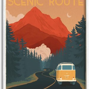 Stupell Industries Take The Scenic Route Phrase Retro Mountain Travel, diseñado por Janelle Penner – Arte de pared enmarcado en blanco, 24 x 30 Stupell Industries Take The Scenic Route Phrase Retro Mountain Travel, diseñado por Janelle Penner – Arte de pared enmarcado en blanco, 24 x 30