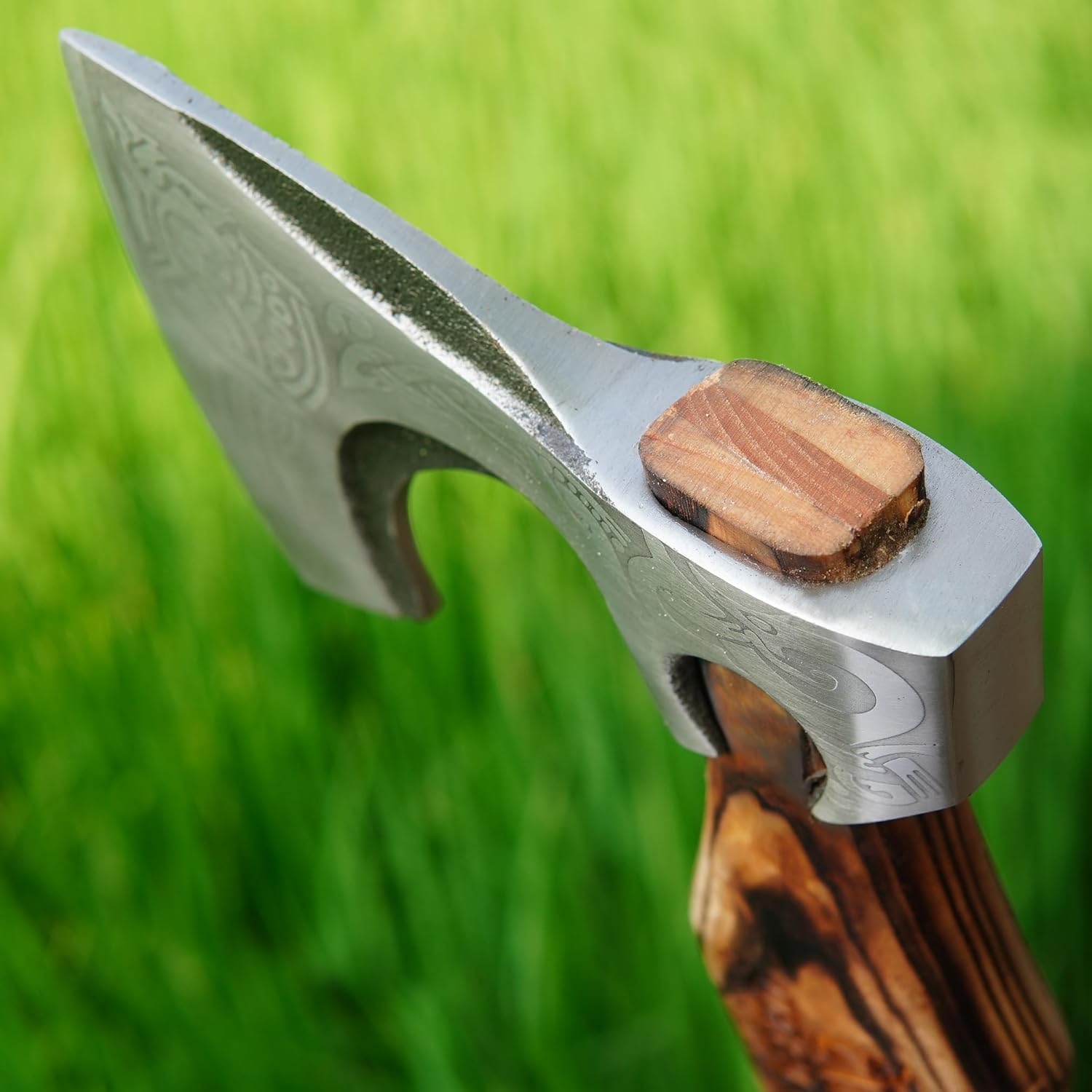 Hacha vikinga forjada a mano de 19 pulgadas, hacha de campamento de acero al carbono con eje de madera de rosa, regalos vikingos para hombres, hacha