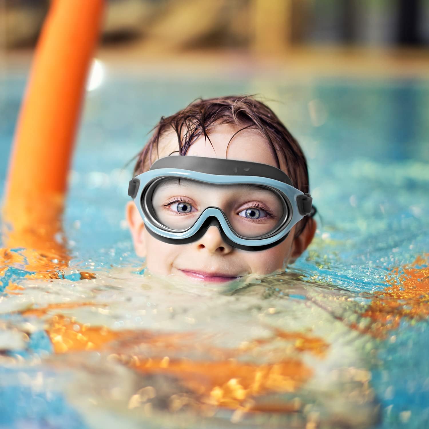 COPOZZ Gafas de natación para niños de 8 a 16 años, visión amplia, gafas de natación para jóvenes, sin fugas, antivaho y transparente, para piscina