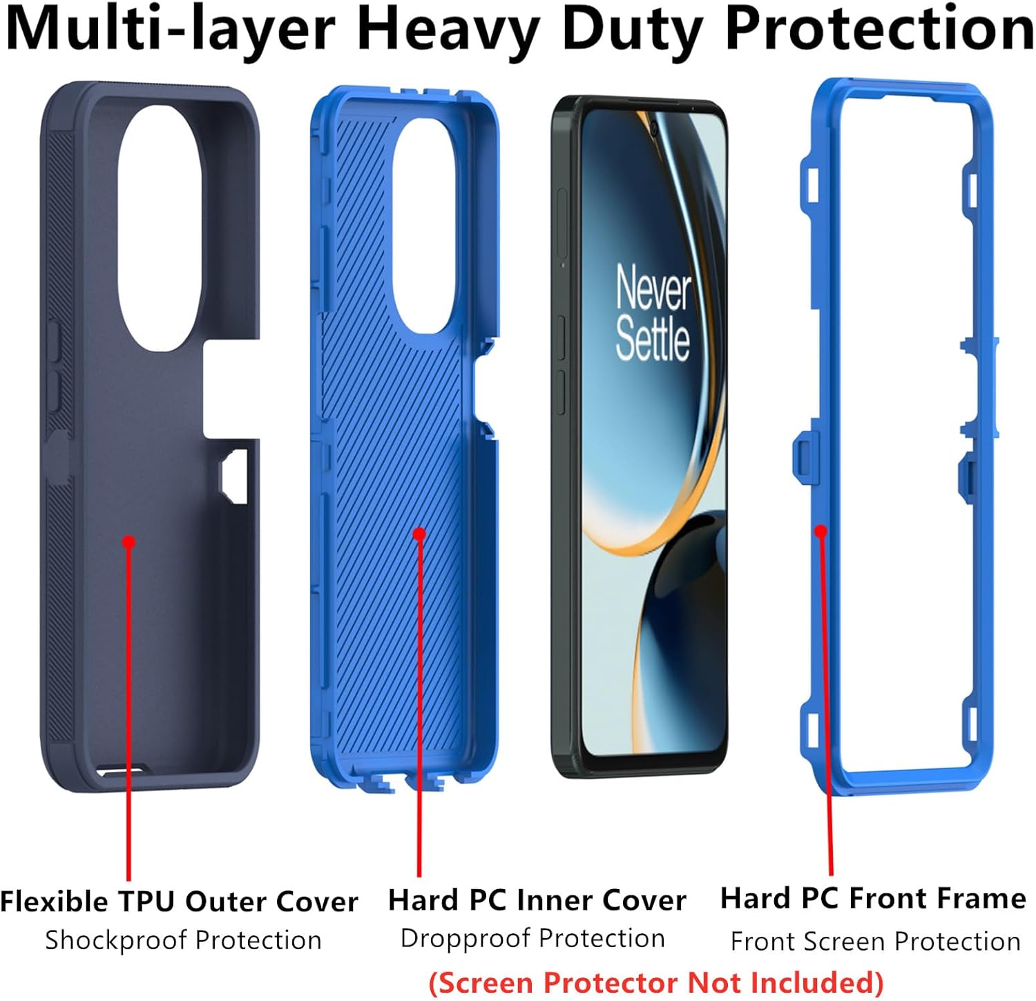 Funda protectora protectora 3 en 1 para Oneplus Nord N30 5G, resistente a los golpes, a prueba de polvo, 3 en 1, para Oneplus Nord N30CE 3 Lite 5G