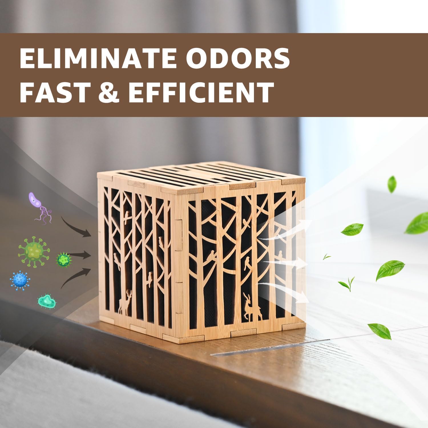 Absorbedor de olores de carbón activado, eliminador de olores naturales para olores fuertes, desodorante de armario de diseño elegante