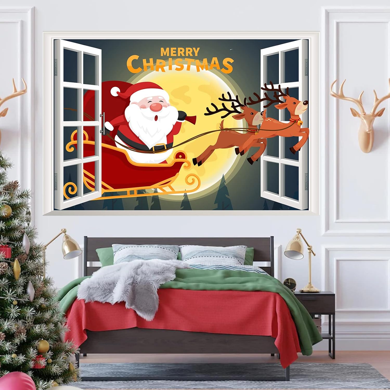 Decoraciones navideñas para interiores para el hogar, calcomanías de pared, calcomanías artísticas para sala de estar, niños, guardería,