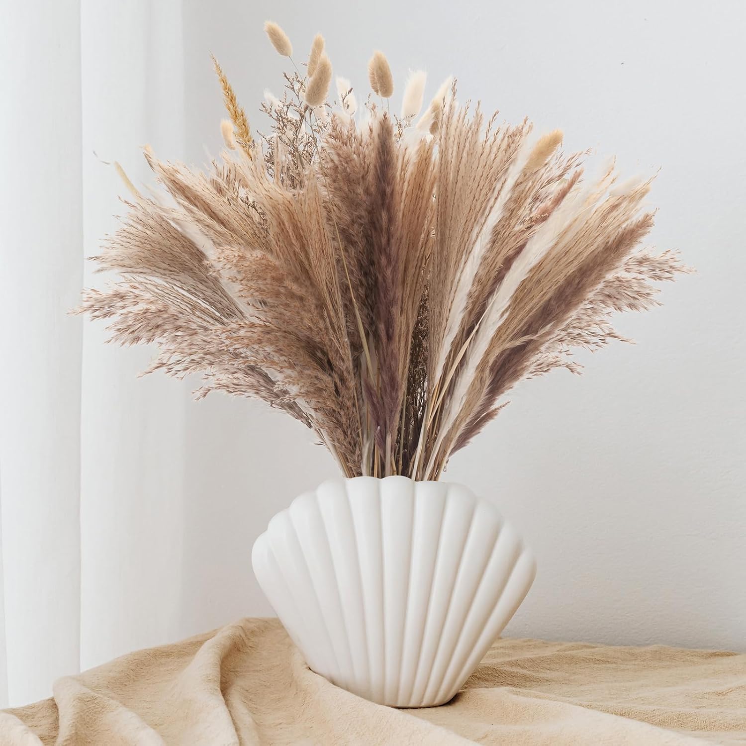 110 piezas de hierba de las pampas, decoración de otoño para flores secas en el hogar, guirnalda de otoño, pompas florales, decoración de sala de