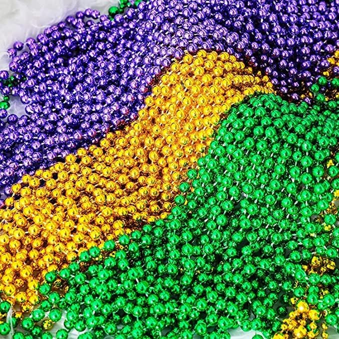 POHU 30 piezas de collar de cuentas de Mardi Gras  33 pulgadas (aproximadamente 33.0in) decoraciones de fiesta  vestidos a granel, flotadores,