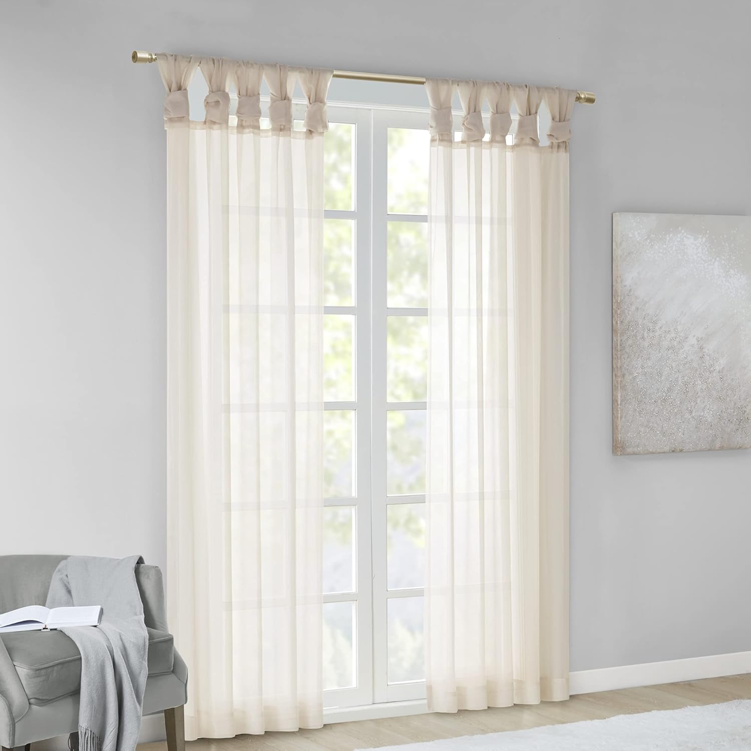 Madison Park Ceres – Cortina transparente con pestaña torcida, par de paneles, tratamiento ligero de ventana, privacidad de gasa, cortina filtrante