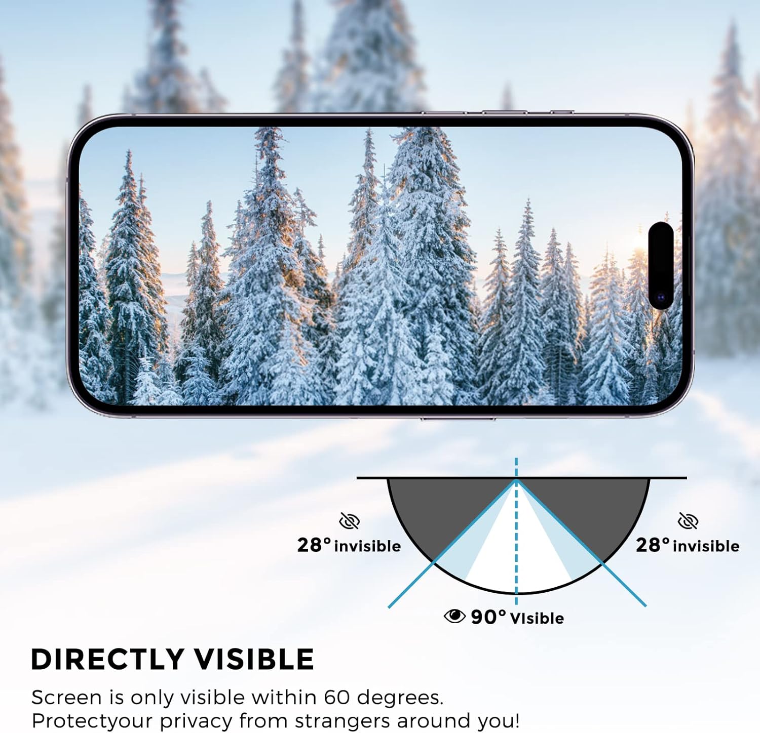 JIEYKJO Protector de pantalla de privacidad para iPhone 15  iPhone 14 Pro – Protector de privacidad para la pantalla del teléfono celular con luz