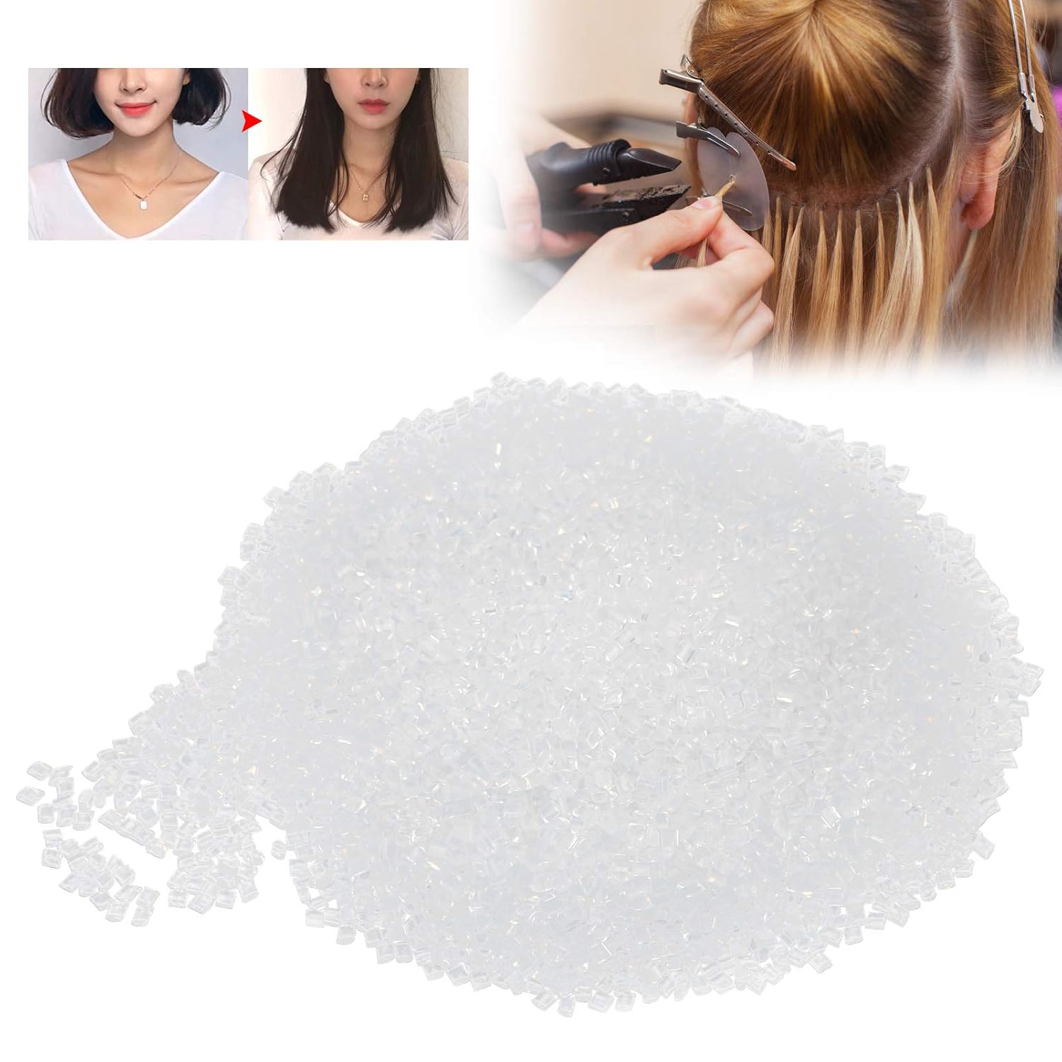 Extensión de cabello, 3.53 oz de pegamento transparente para el cabello, extensión caliente, gránulos, puntas de pegamento italiano, gránulos,