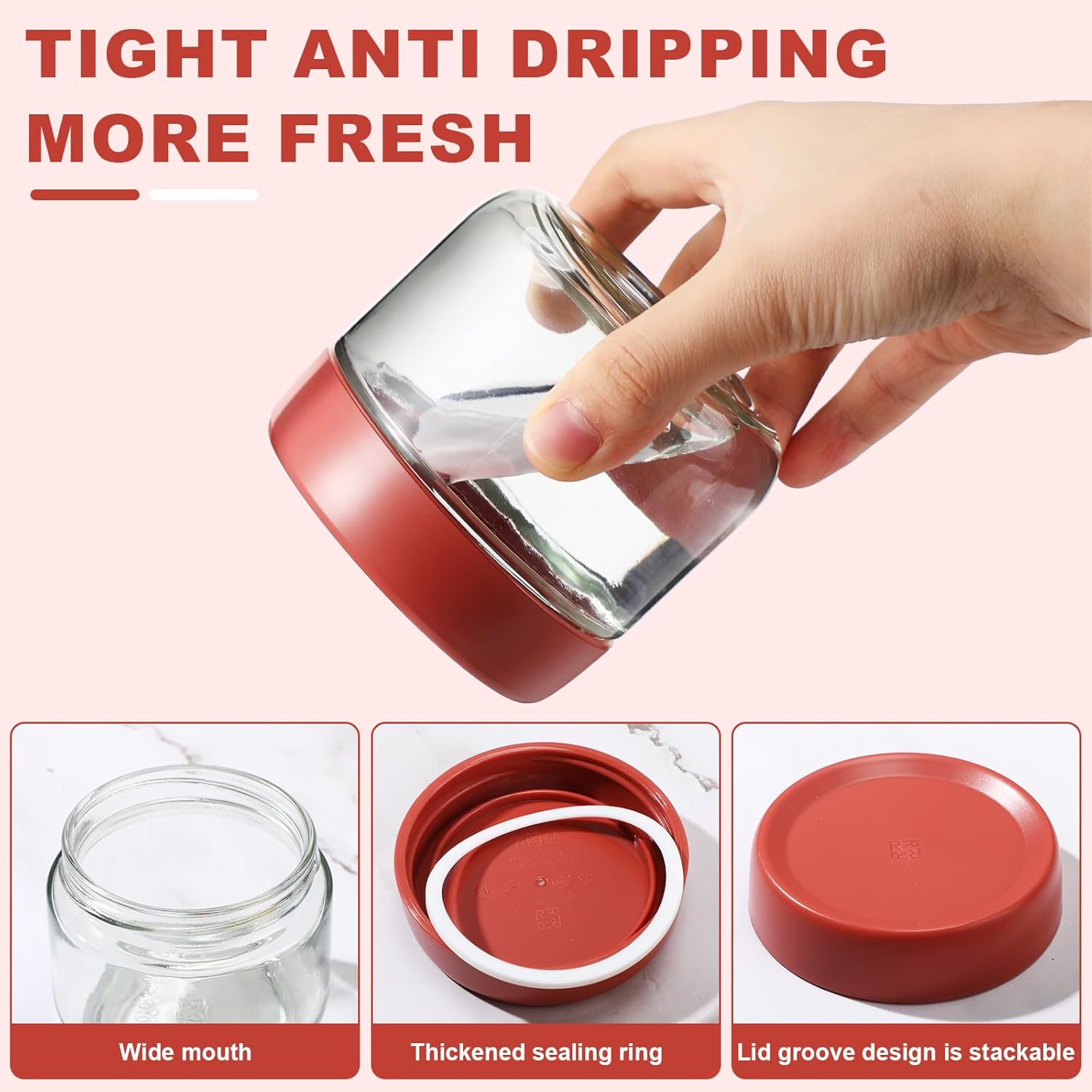 12 tarros de vidrio de 10 onzas con tapas, tarros de avena transparentes de boca ancha herméticos pequeños recipientes de vidrio reutilizables para