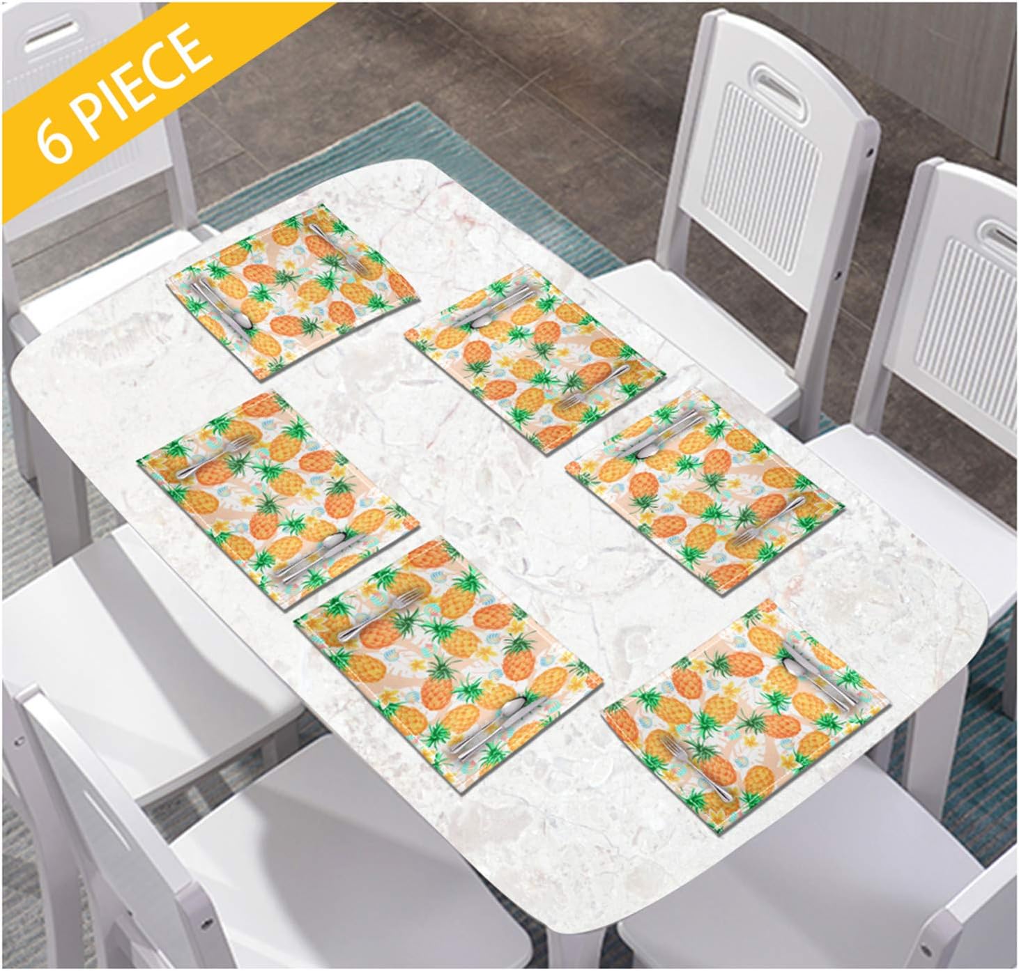 Juego de 6 manteles individuales para el hogar, manteles individuales para mesa de comedor, cocina, vinilo antideslizante, lavable, PVC, resistente