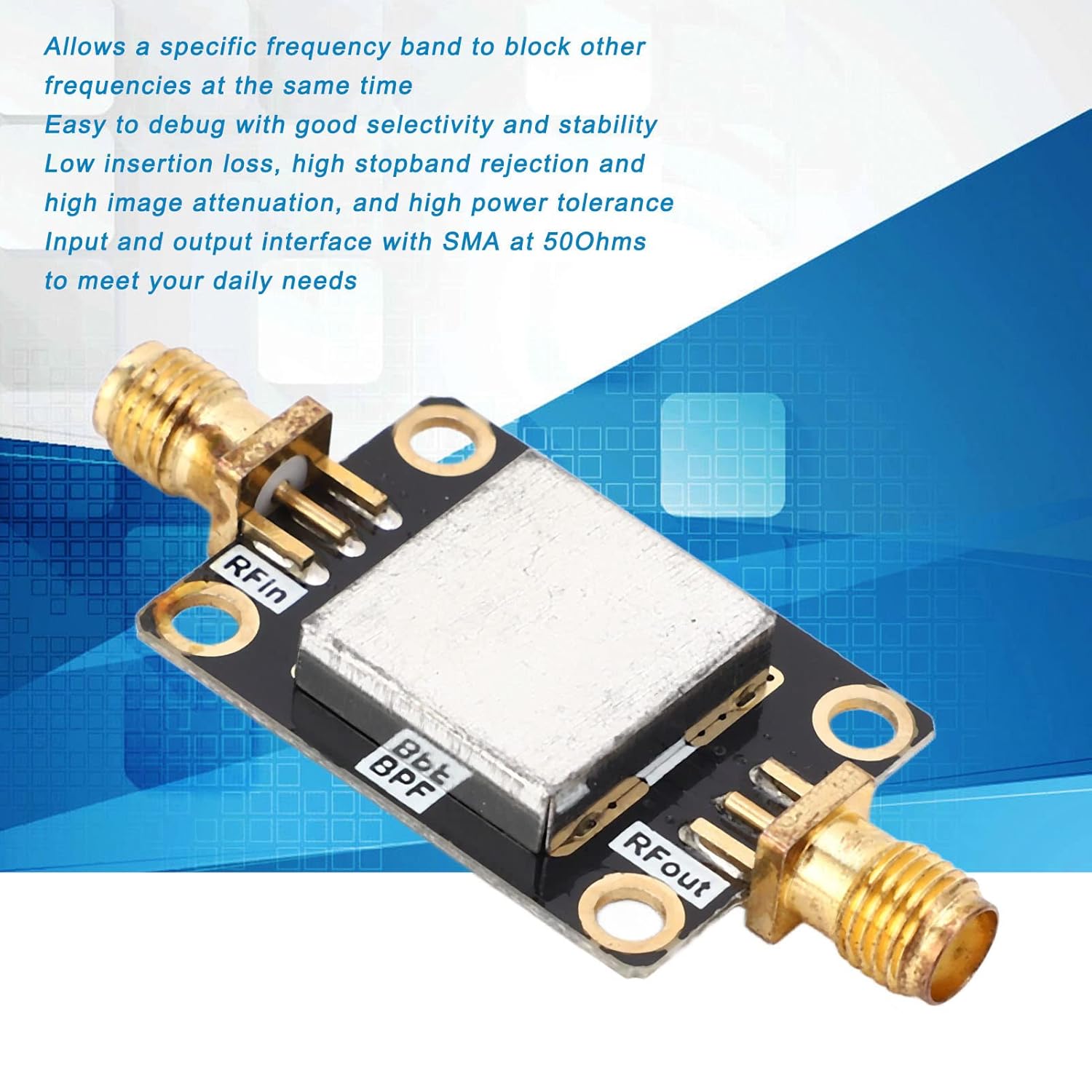 2.4G 2450MHz filtro de paso de banda WiFi anti interferencia filtro de banda estrecha SMA módulo de filtro de paso de banda