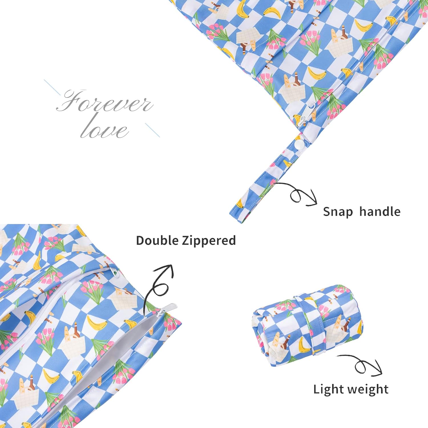 ALVABABY 2 bolsas impermeables para seco y húmedo, reutilizables con dos bolsillos con cremallera, bolsas húmedas para pañales de bebé, viajes,